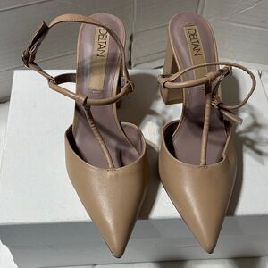 Deltan leather pointy toe with leather sole sling back. NWOT
